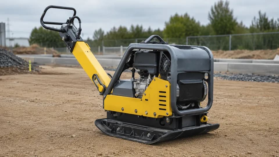 Zagęszczarka Husqvarna 450 kg na placu robót ziemnych
